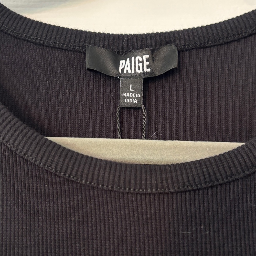Paige NWT Marina Puff Sleeve Ribbed Top in Black Size Large - Picture 3 of 9